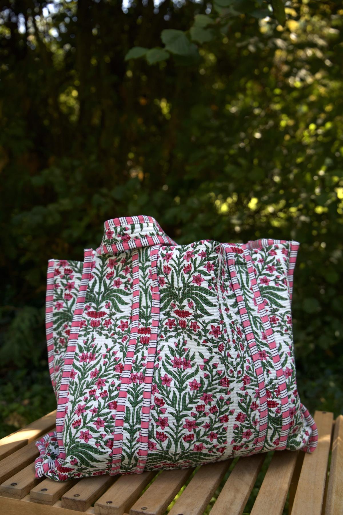 Sac cabas en coton à fleurs