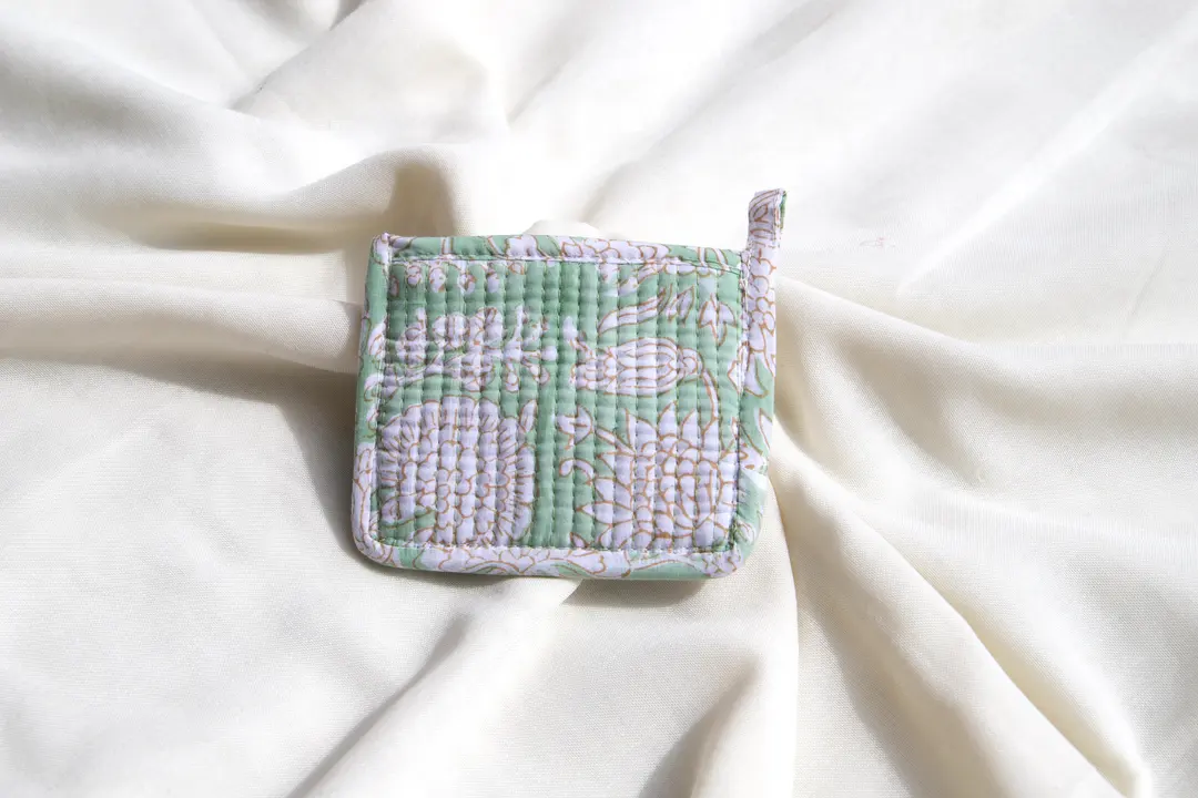 Porte monnaie coton matelassé vert pastel