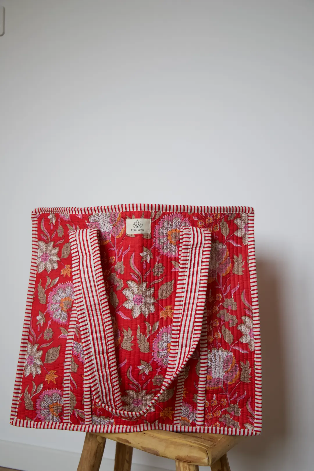 Sac cabas en coton avec fermeture éclair motif Sindoori