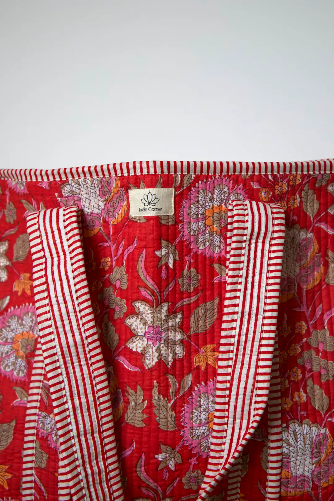 Sac cabas en coton avec fermeture éclair motif Sindoori