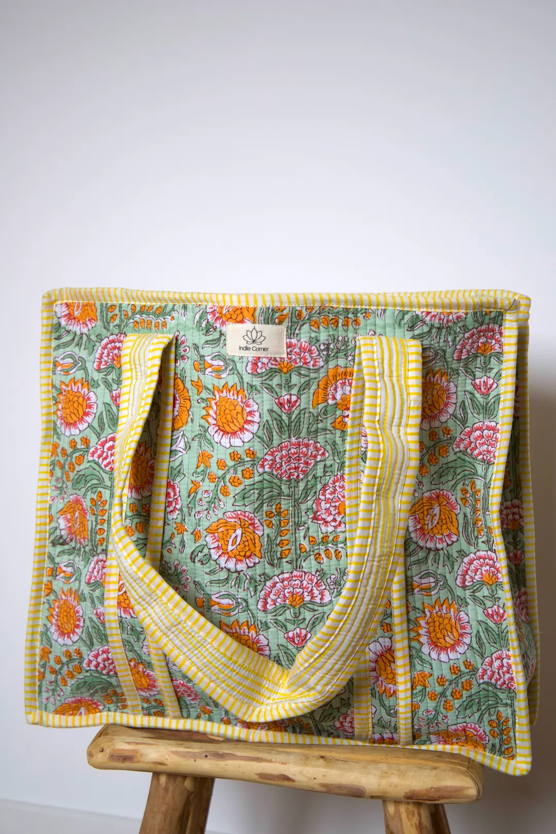 Sac cabas en coton avec fermeture éclair motif Dhoop