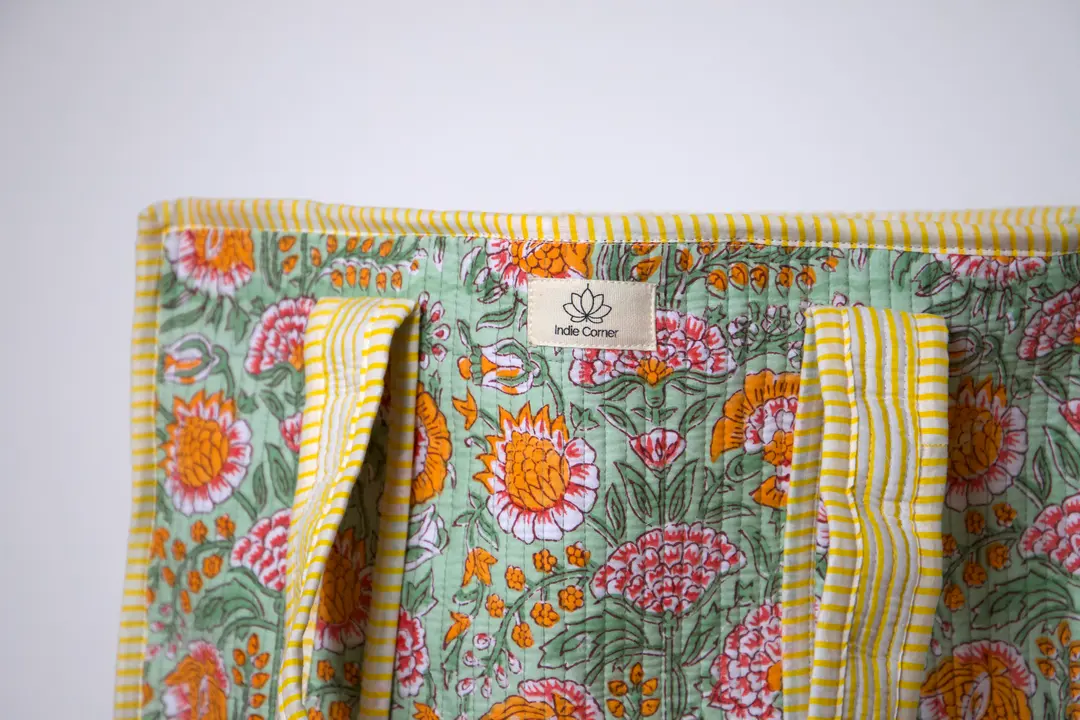 Sac cabas en coton avec fermeture éclair motif Dhoop