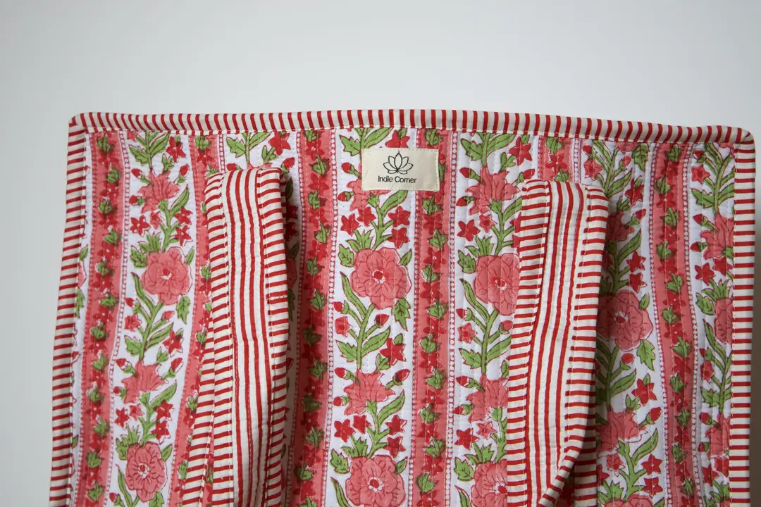 Sac cabas en coton avec fermeture éclair motif fleuris