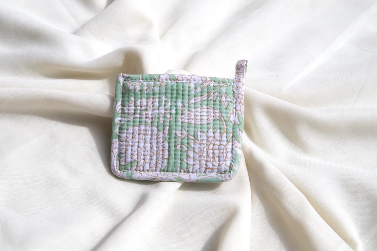 Porte monnaie coton matelassé vert pastel