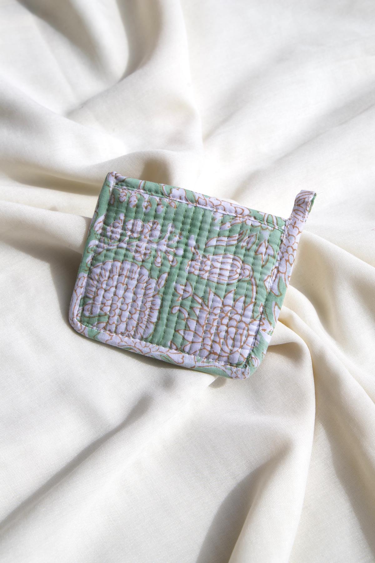 Porte monnaie coton matelassé vert pastel