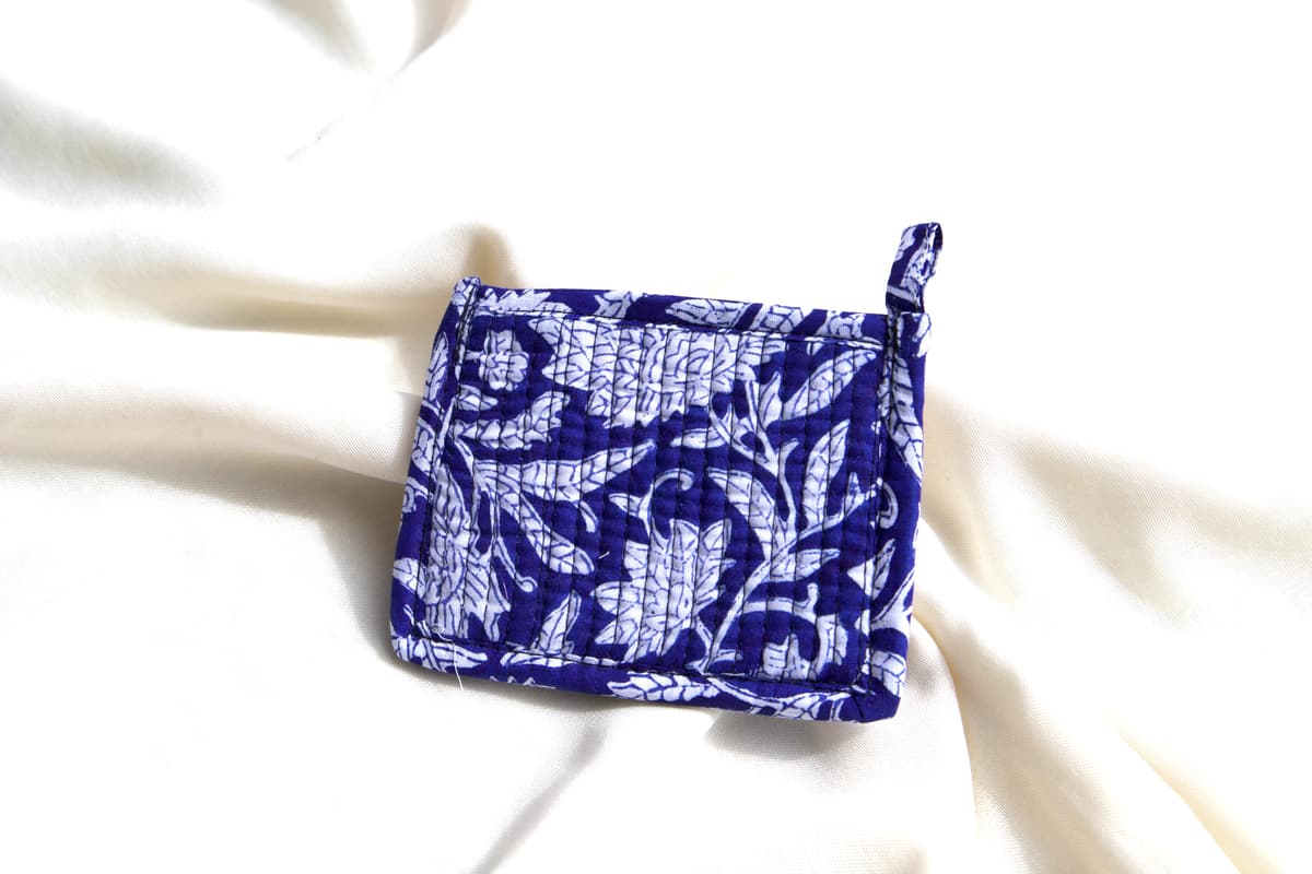 Porte monnaie coton matelassé bleu