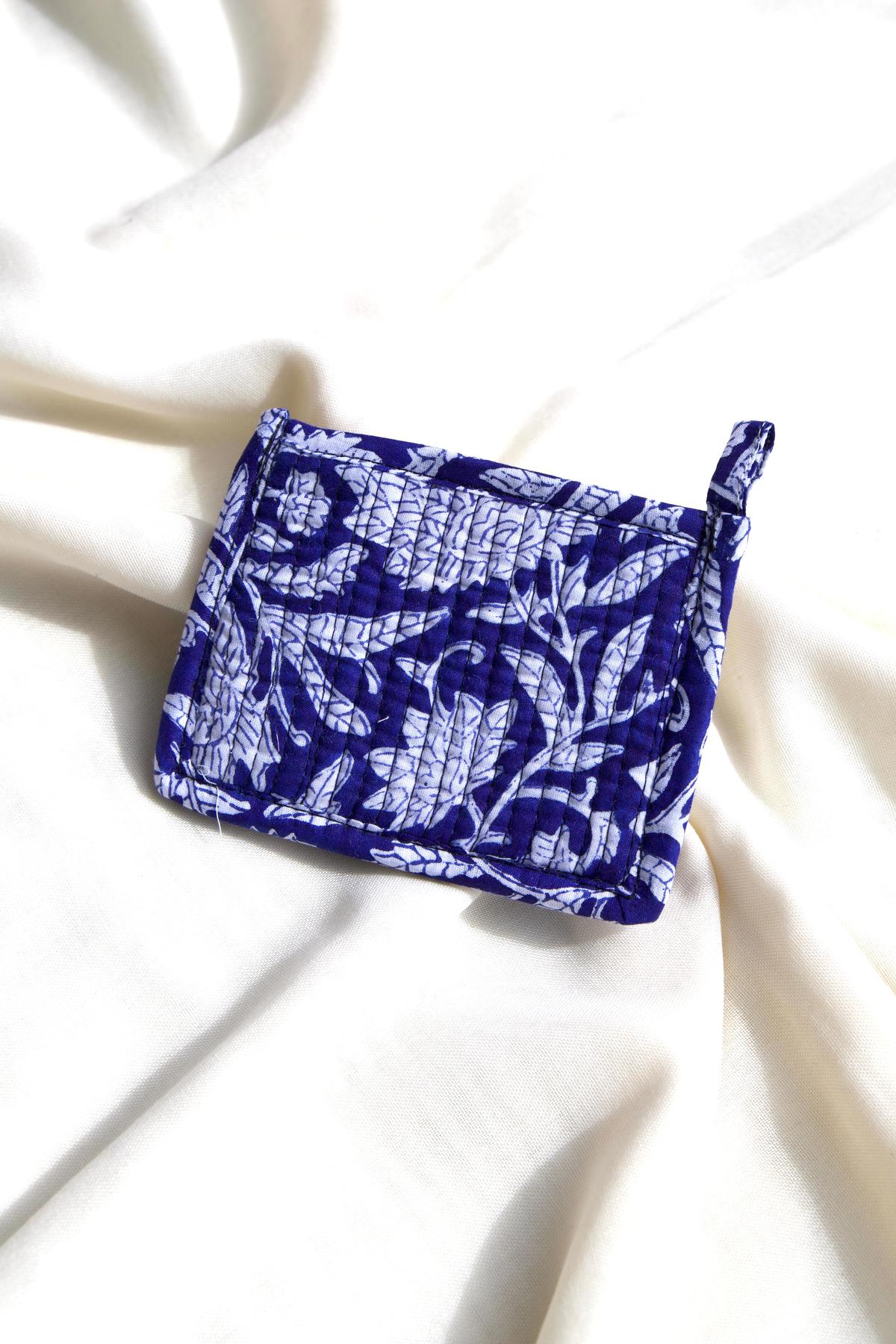 Porte monnaie coton matelassé bleu