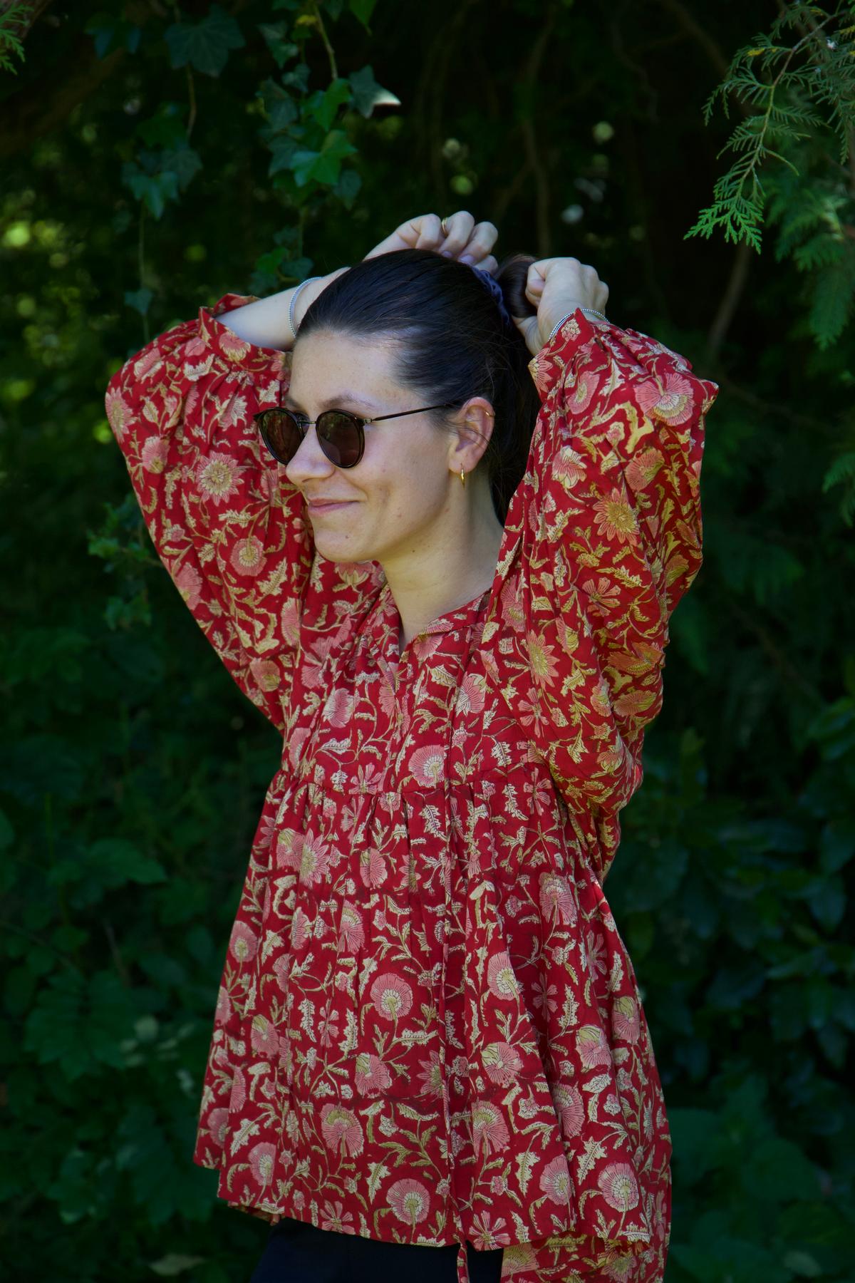 Chemisier coton rouge