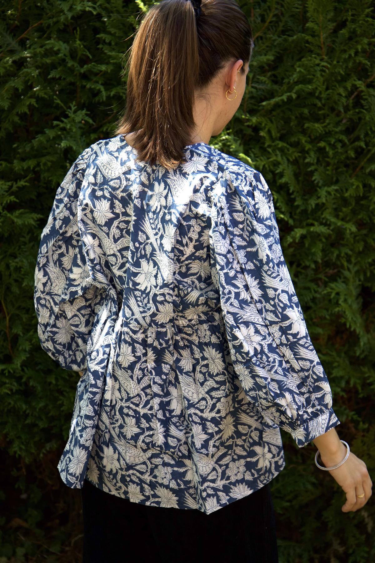 Chemisier en coton bleu marine