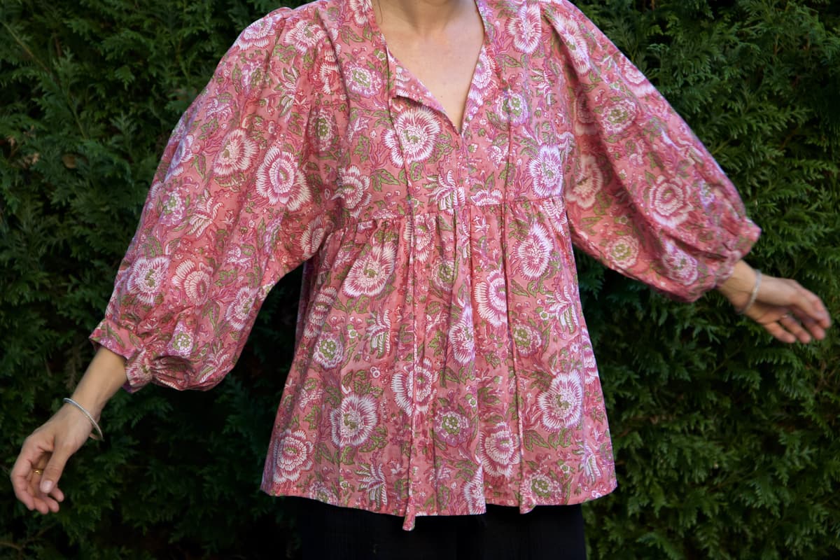 Chemisier en coton rose