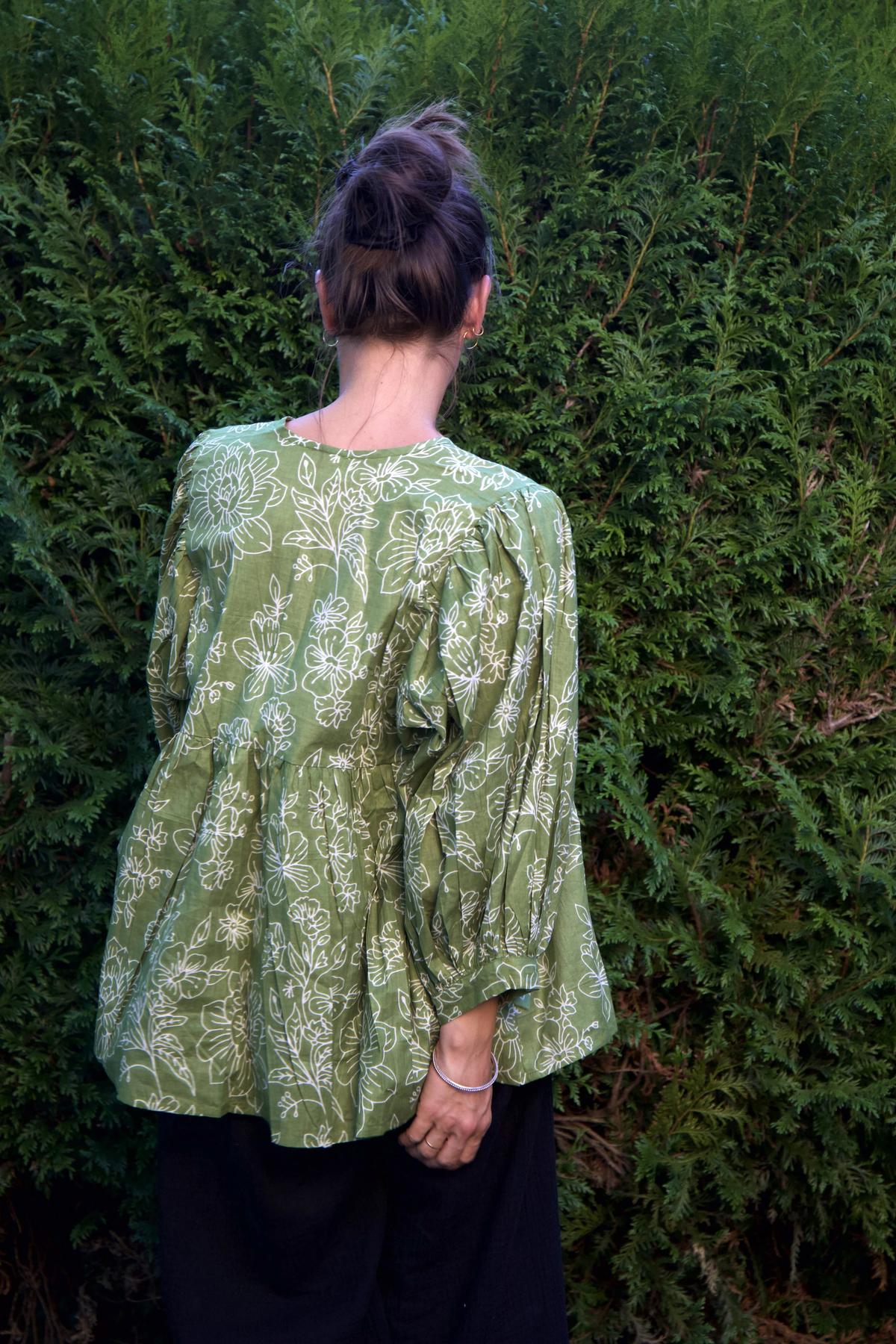 Chemisier en coton vert