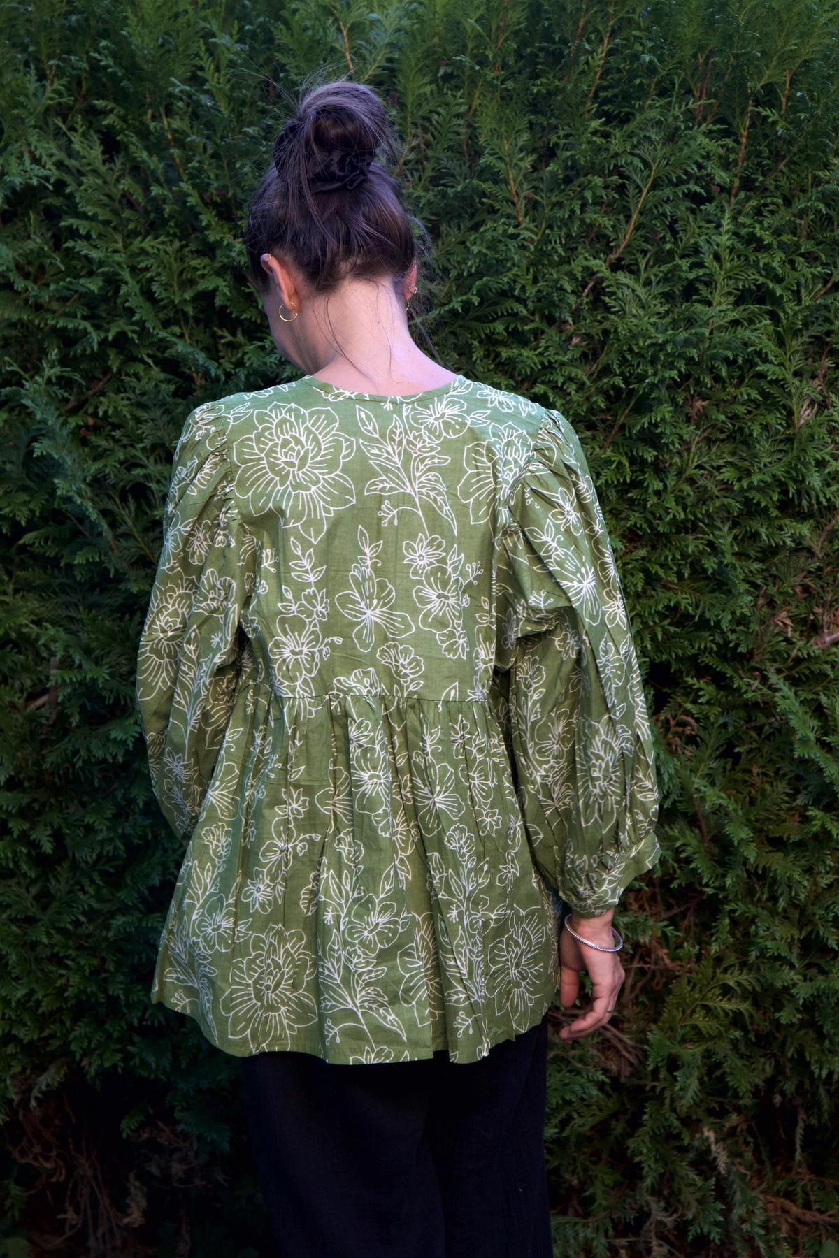 Chemisier en coton vert