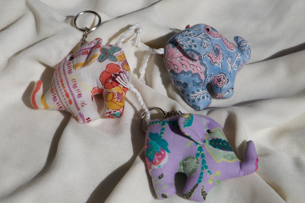 Porté clé éléphant en coton