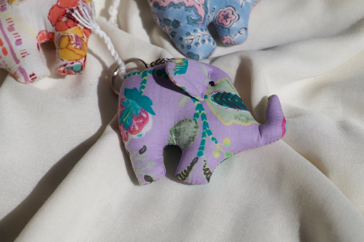 Porté clé éléphant en coton
