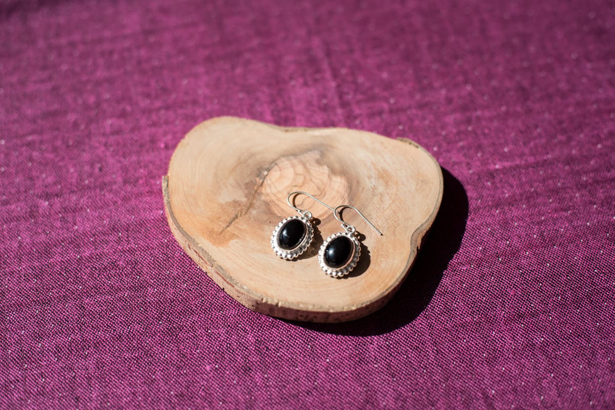 Boucles d'oreille pendantes en argent et tourmaline