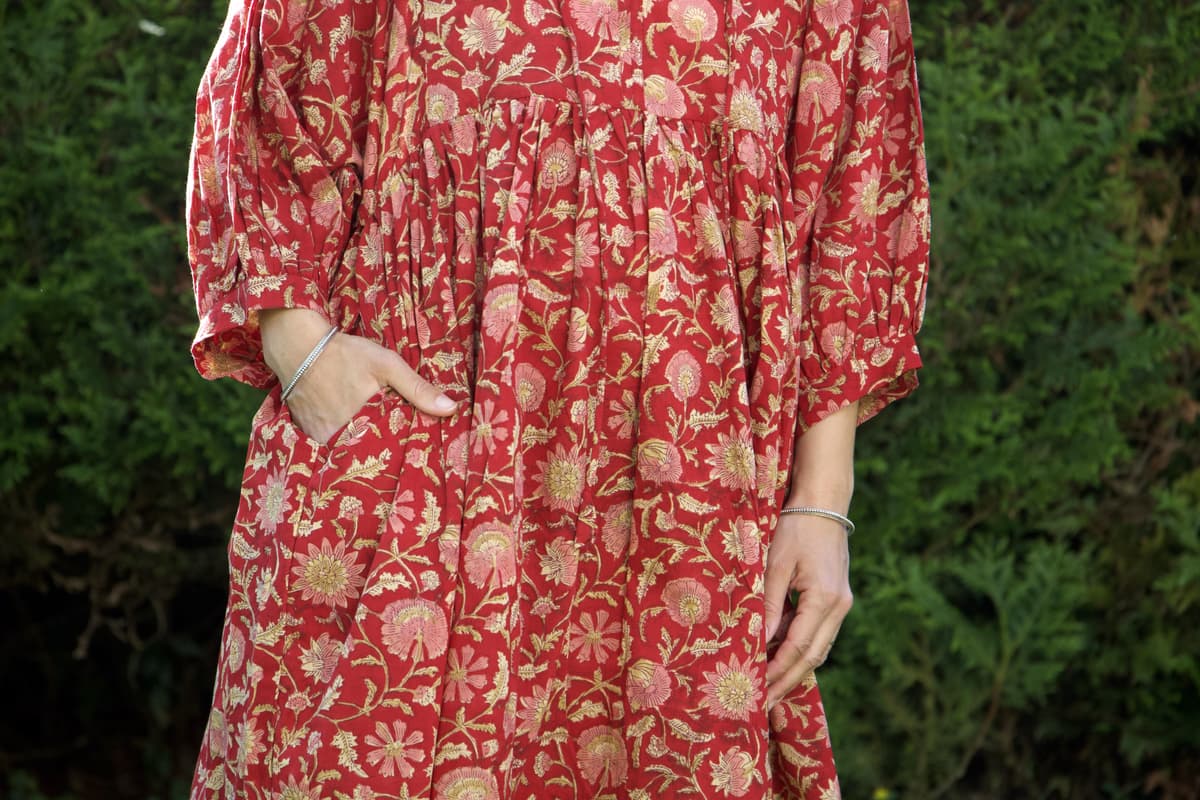 Robe rouge longue en coton