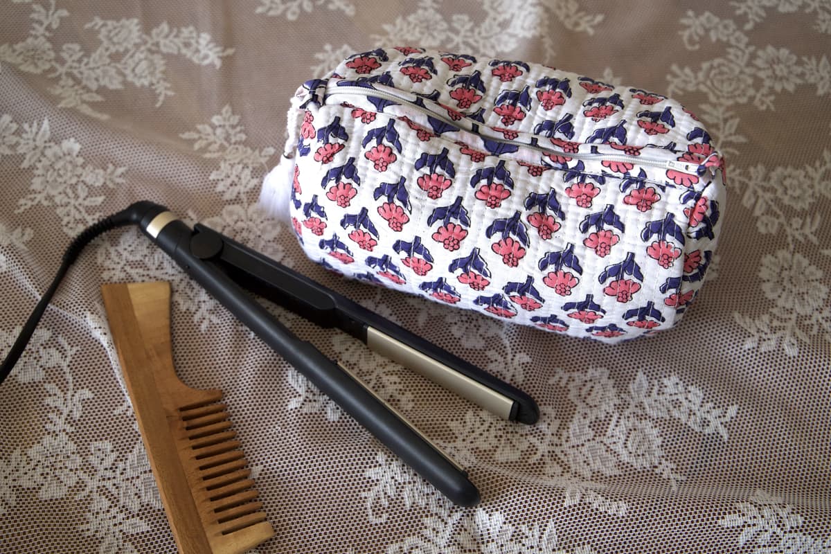 Trousse de toilette matelassée petites fleurs