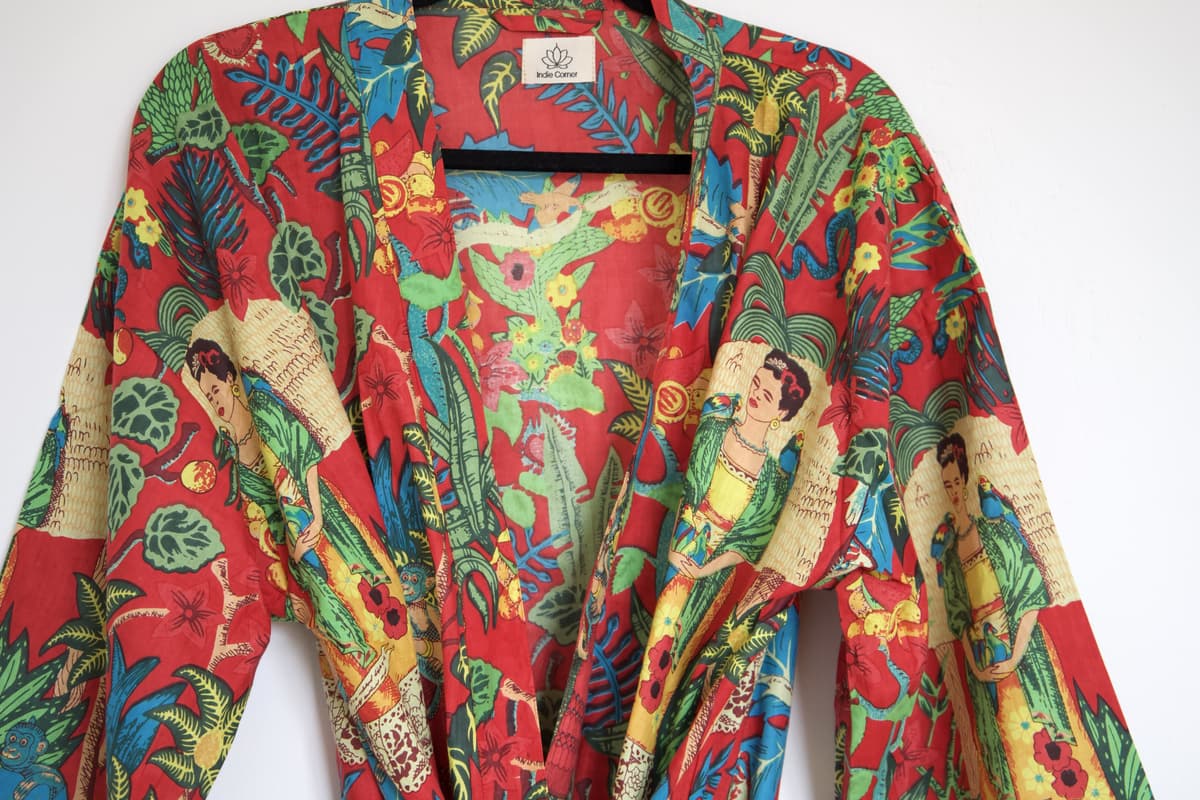 Kimono en coton Frida Khalo rouge