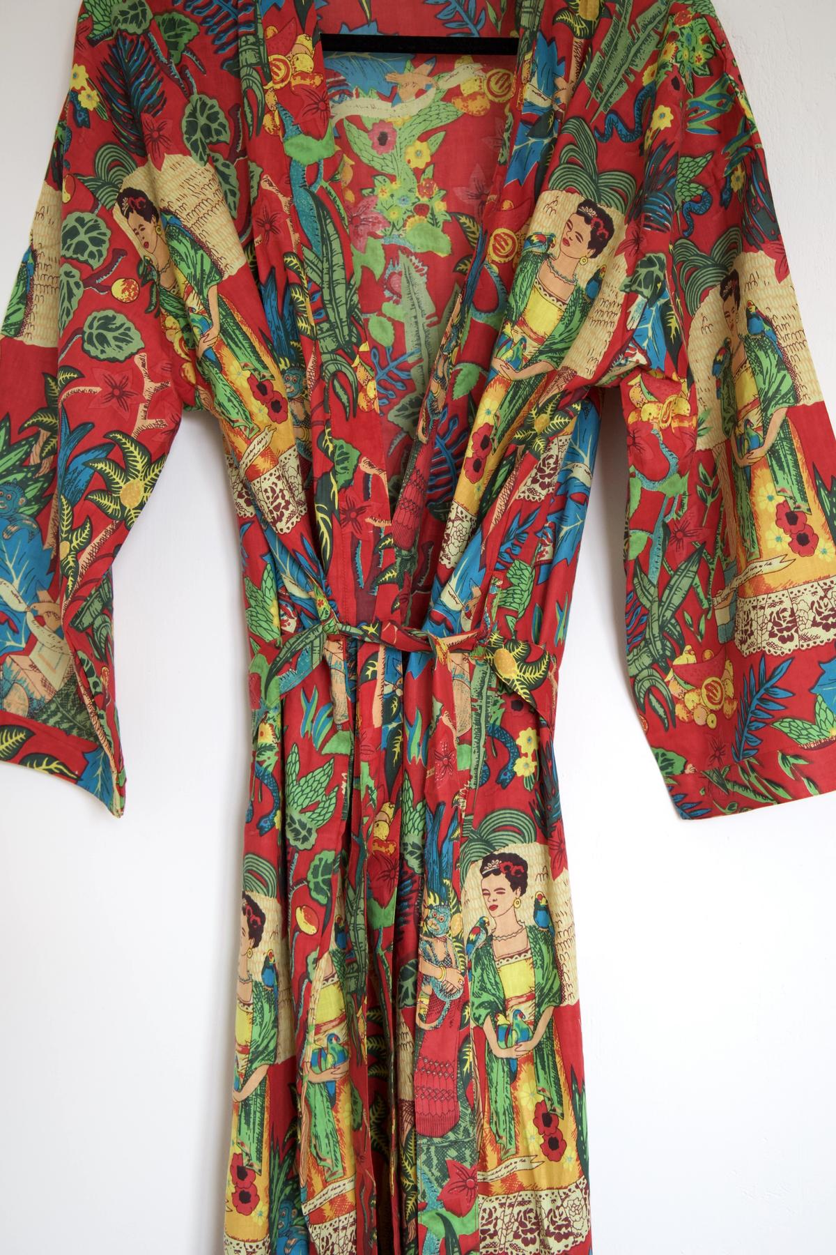 Kimono en coton Frida Khalo rouge
