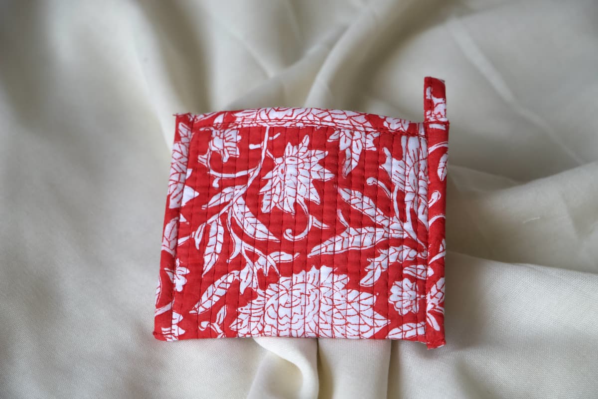 Petit porte monnaie coton matelassé rouge