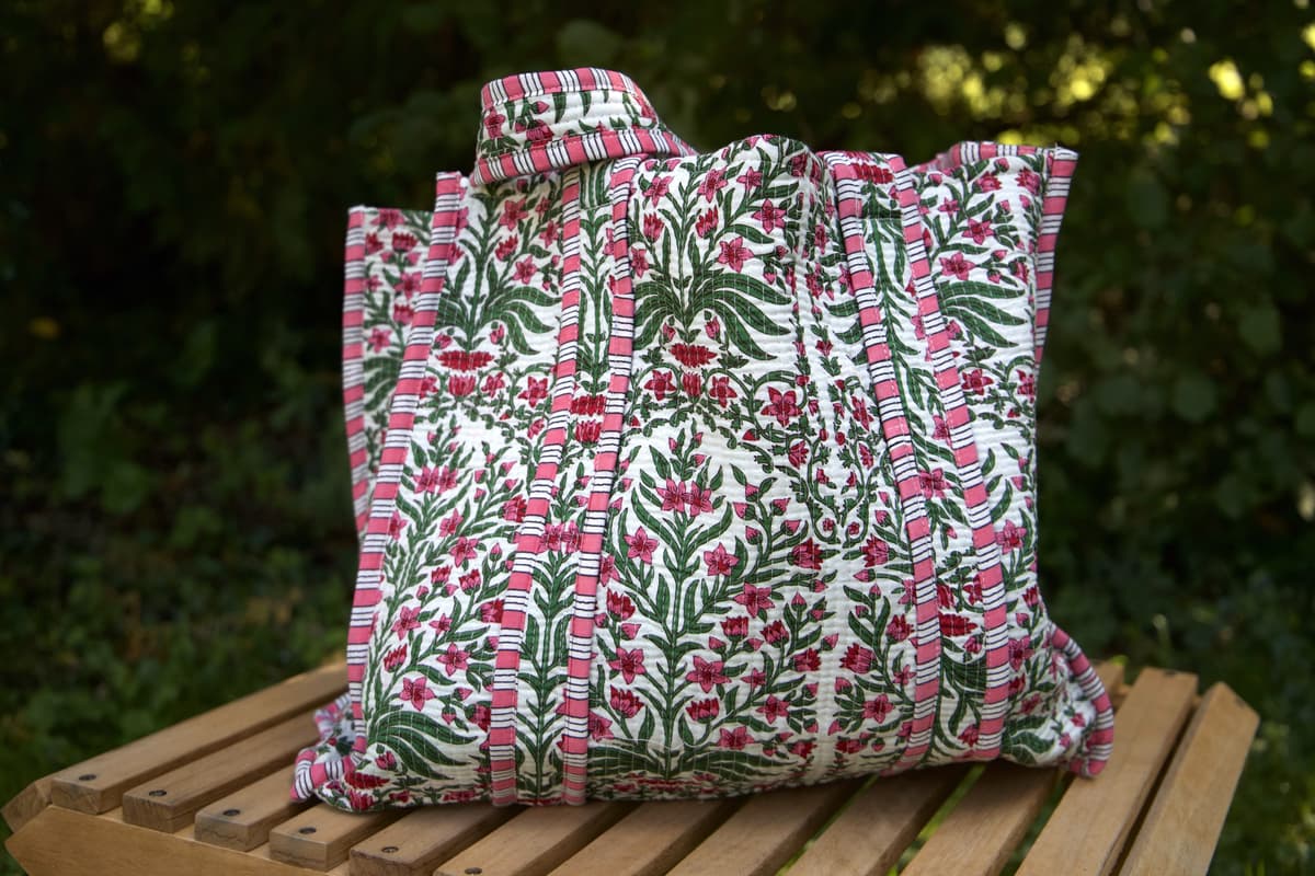Sac cabas en coton à fleurs