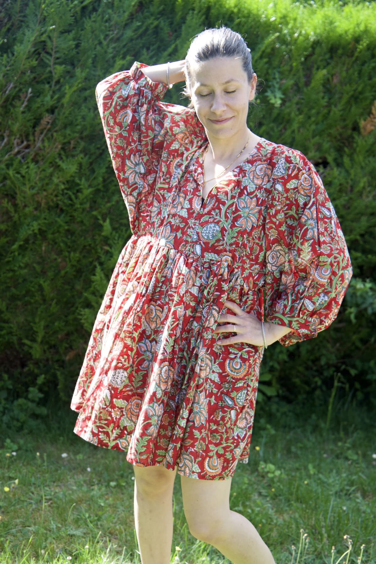 Robe rouge courte en coton