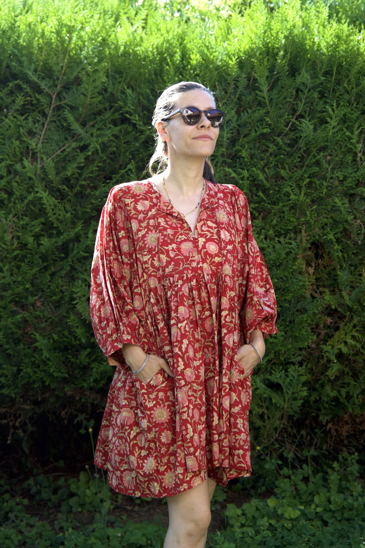 Robe rouge courte en coton