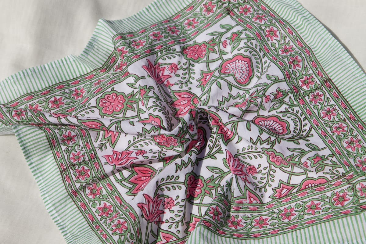 Mini foulard carré coton rose