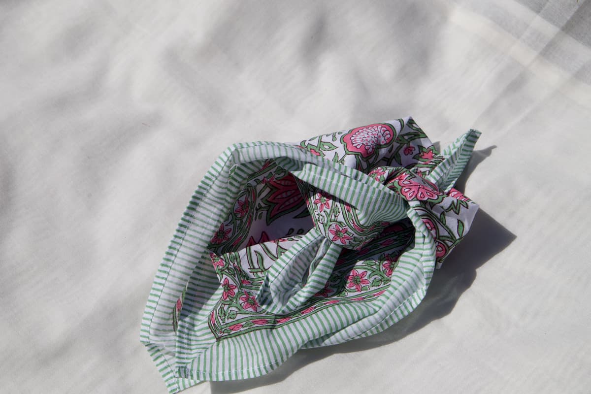 Mini foulard carré coton rose